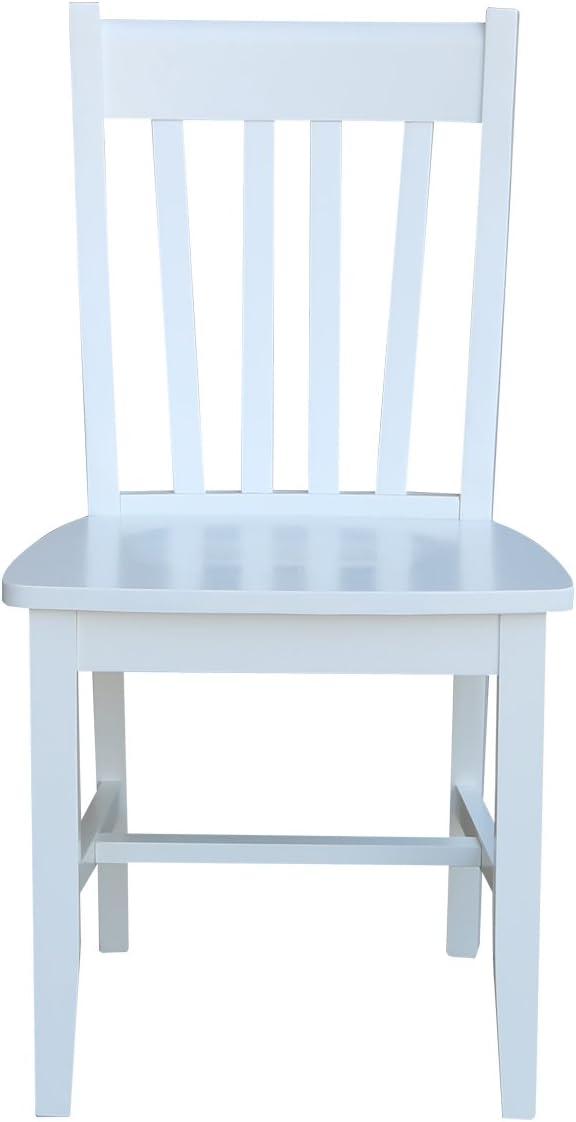 Elegant White Solid Wood High Slat Side Chairs, Set of 2