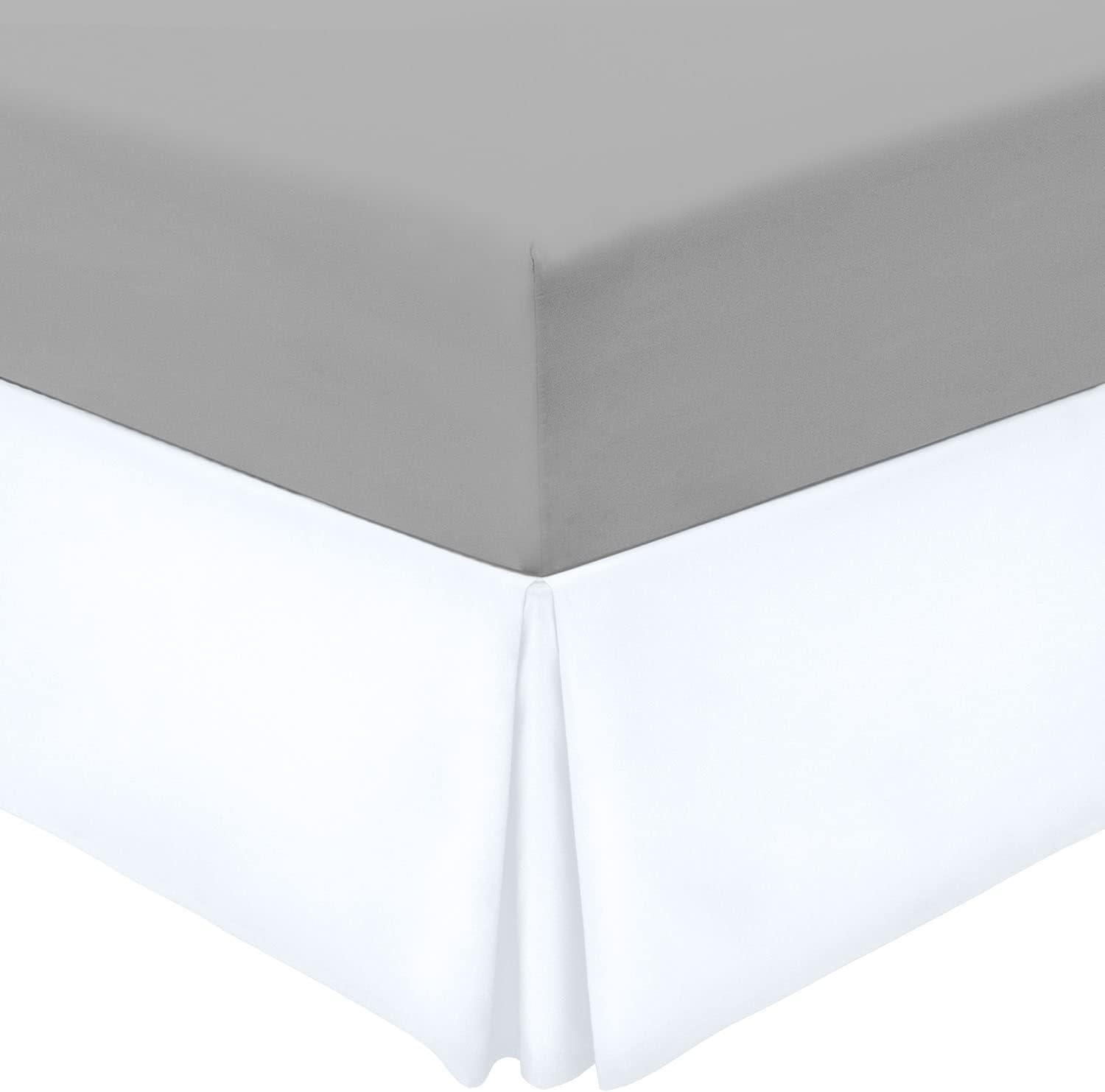 Mellanni Iconic Collection Pleated Microfiber Bed Skirt 15" Drop, Queen, White