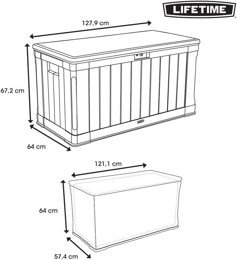 Tan and Brown Lockable 116 Gallon Plastic Deck Box