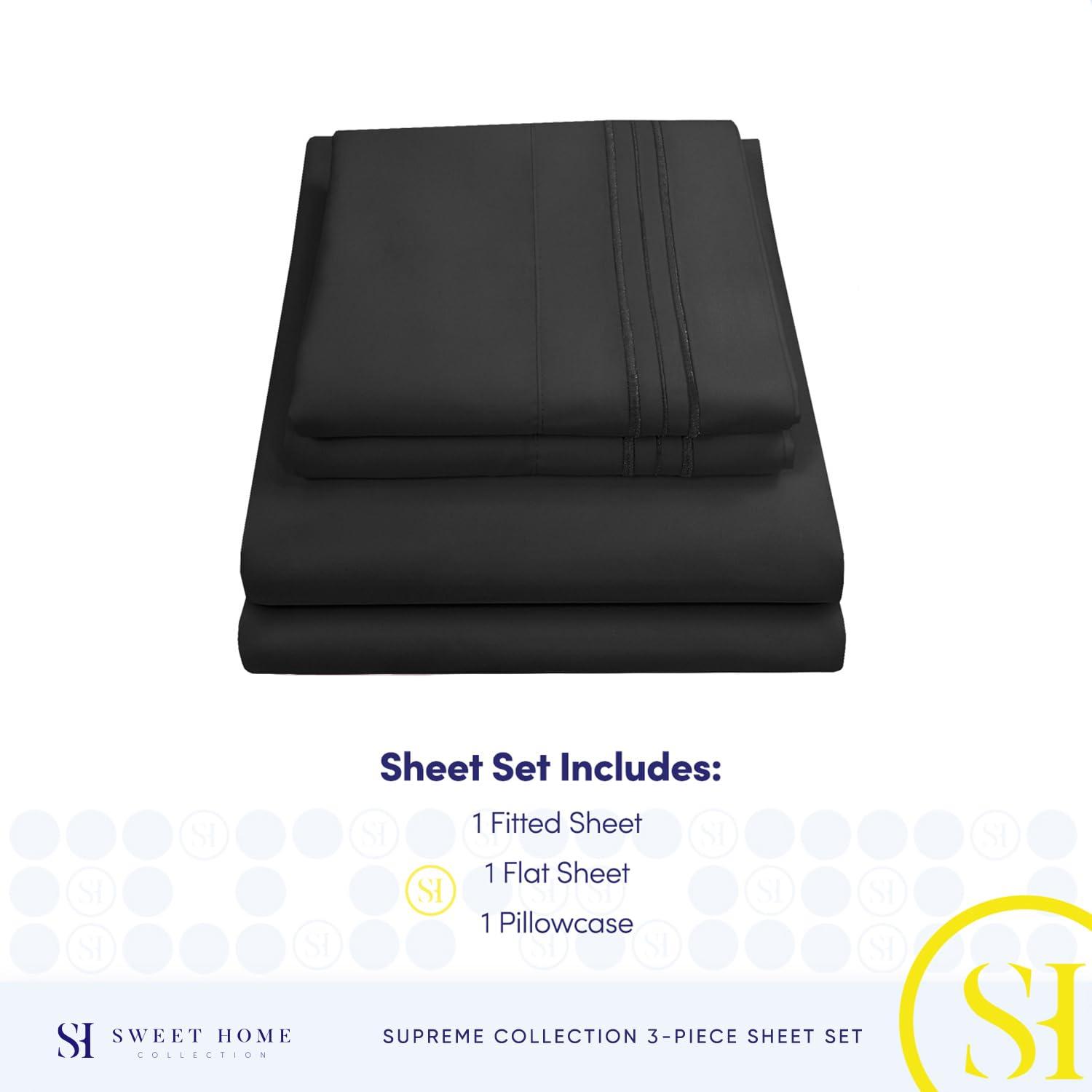 Sweet Home Collection Luxurious Classic Soft Solid 1800 Series Microfiber Sheet Set, Various Colors and Sizes