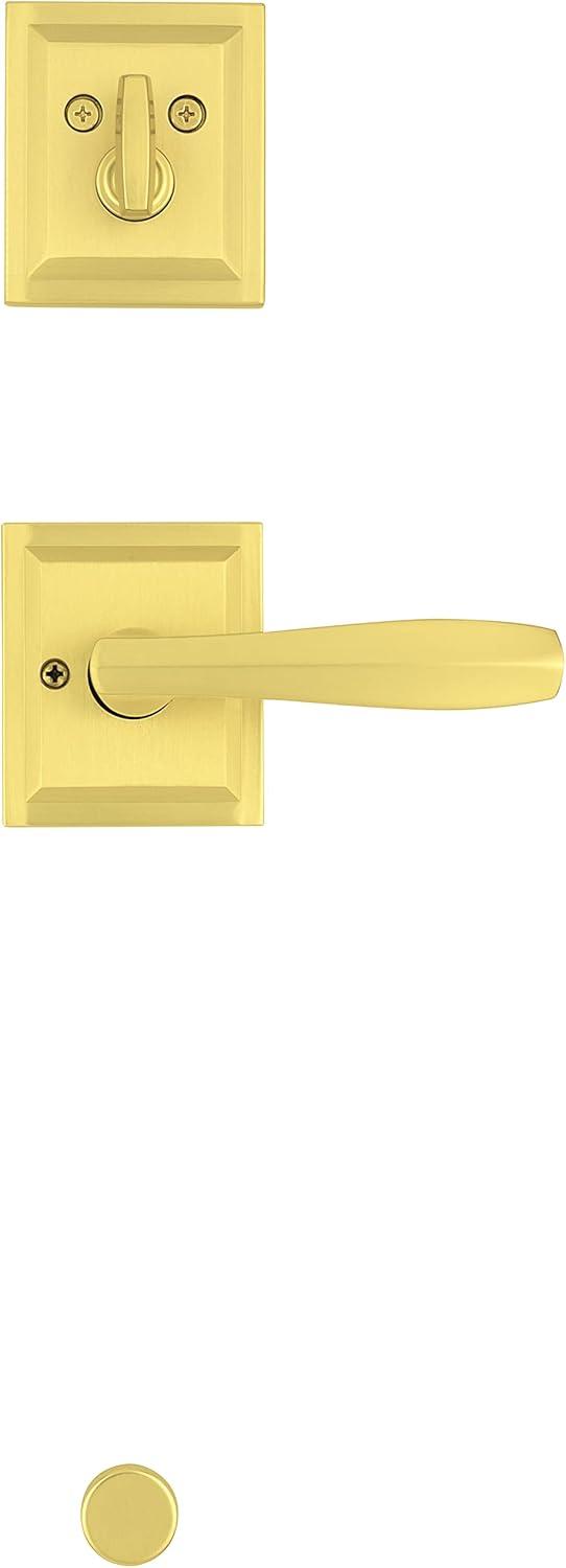 Baldwin Torrey Pines, Front Entry Handleset with Interior Lever, Featuring SmartKey Deadbolt Re-Key Technology and Microban Protection, in Satin Brass