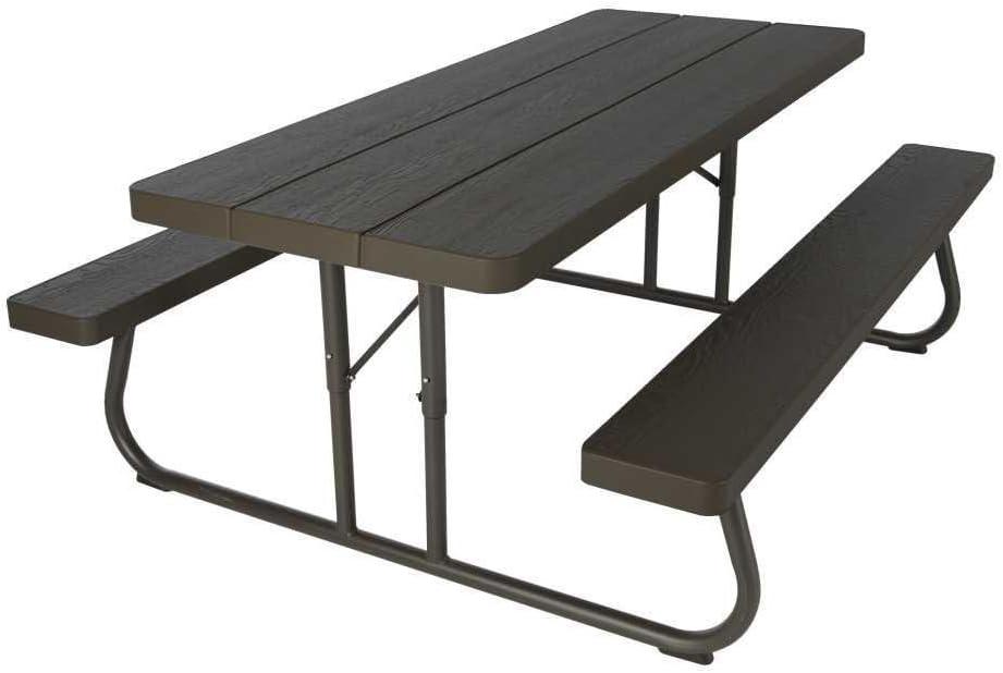 Lifetime 6-Foot Brown Folding Picnic Table with Steel Frame