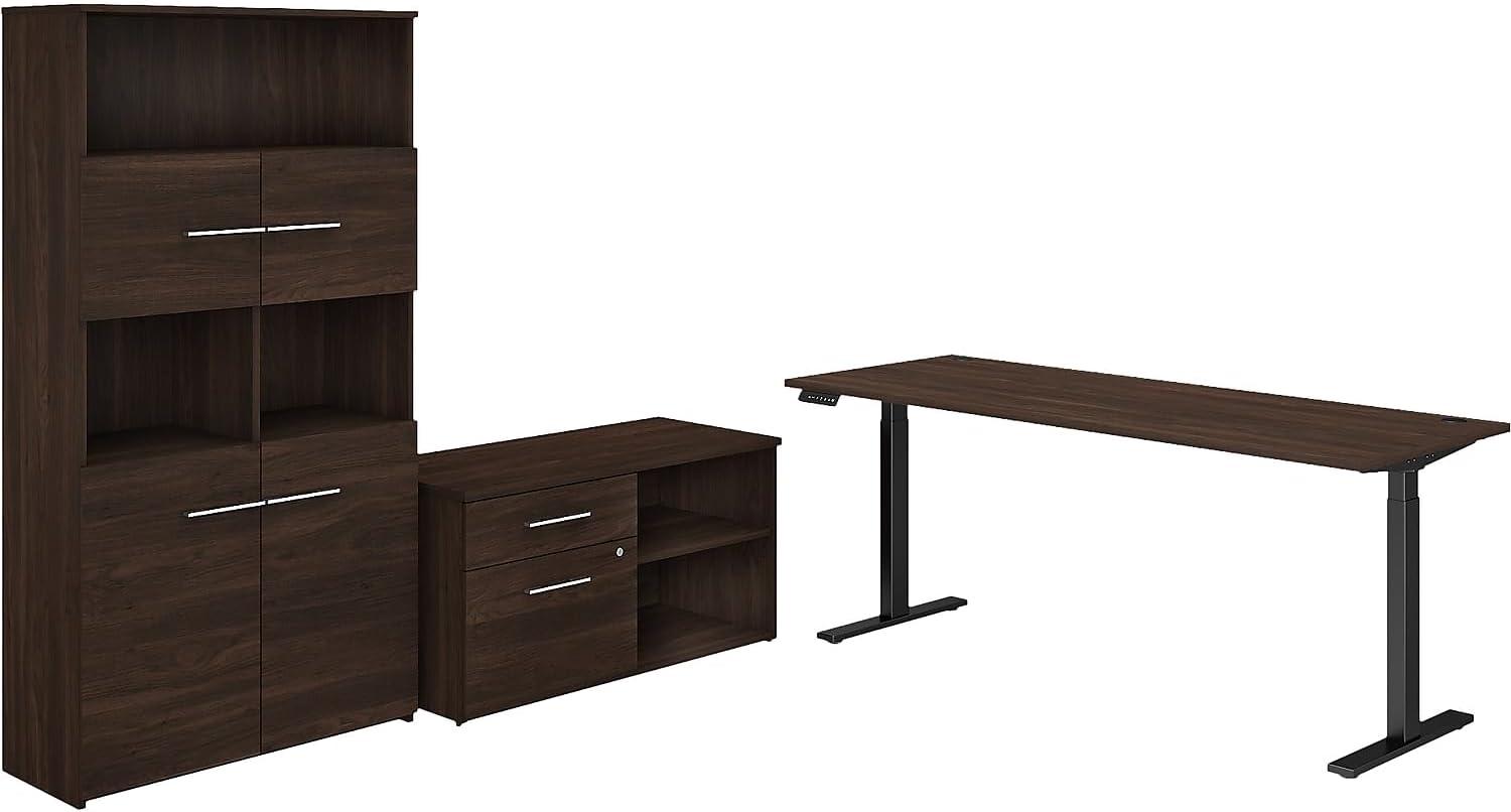 Bush Business Furniture Office 500 72W Height Adjustable Standing Desk with Storage and Bookcase