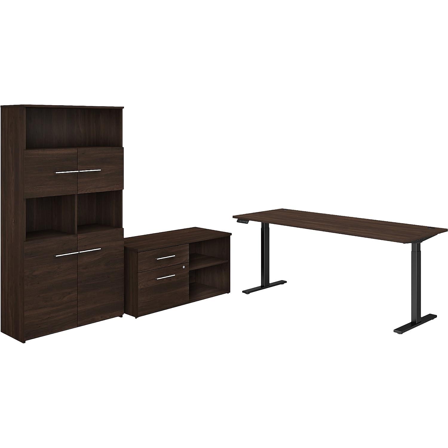 Bush Business Furniture Office 500 72W Height Adjustable Standing Desk with Storage and Bookcase