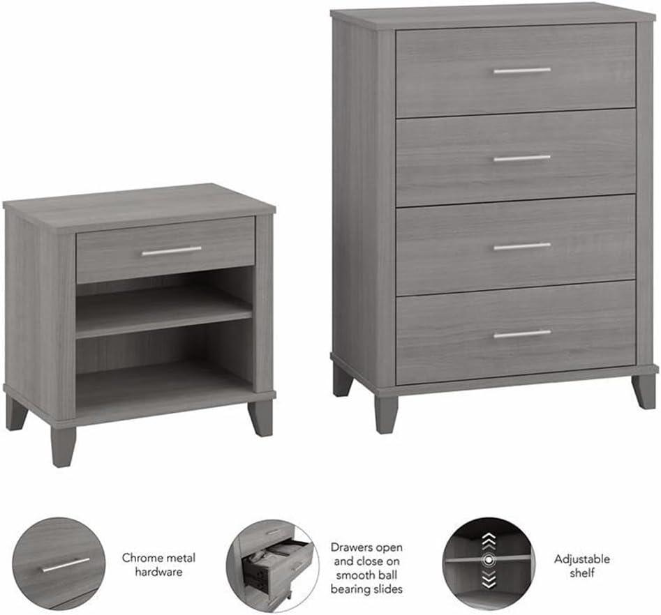 Somerset Platinum Gray Bedroom Set with Open-Safe Drawers