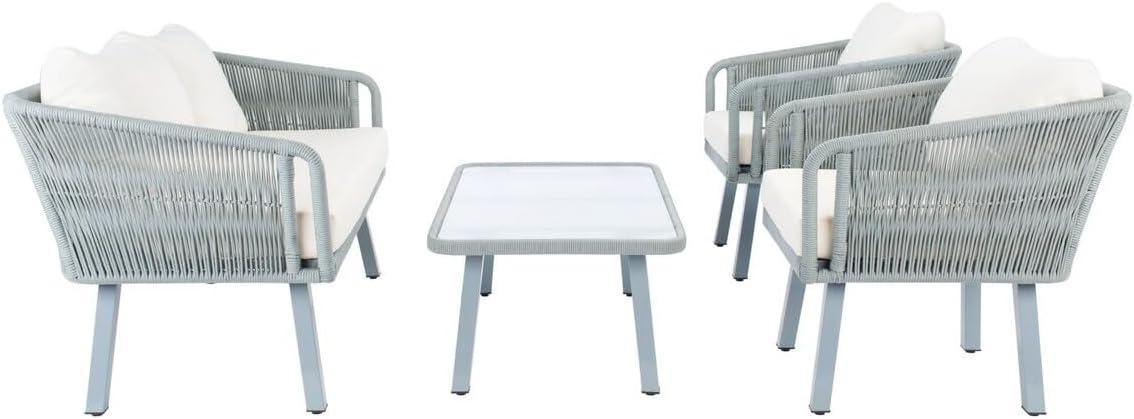Kerson 4 Piece Rope Living Set - Indoor/Outdoor - PAT7519 - Grey/Beige - Safavieh