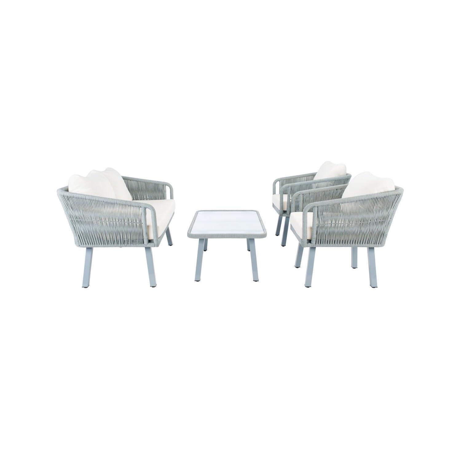 Kerson 4 Piece Rope Living Set - Indoor/Outdoor - PAT7519 - Grey/Beige - Safavieh