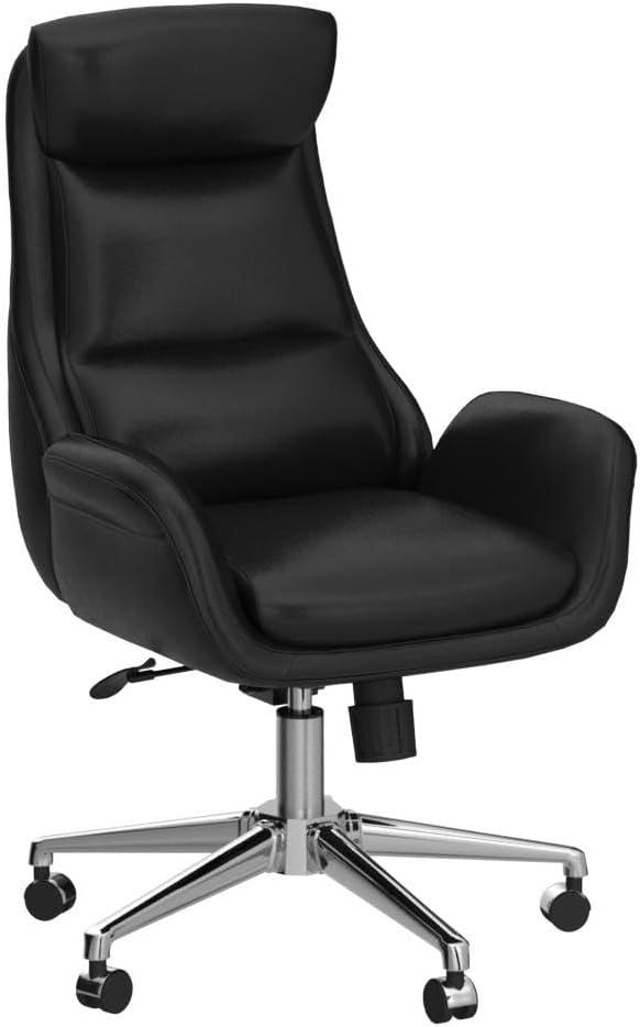 Ergonomic Executive High-Back Swivel Chair in Black Leatherette