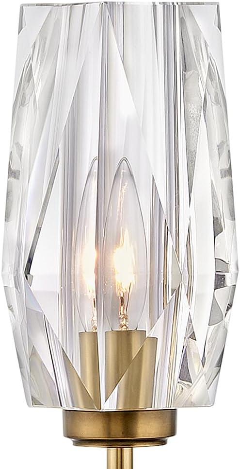 Ana 1-Light Wall Sconce w/ Faceted Heavy-Cut Diamond-Shaped Crystal Shade - Heritage Brass