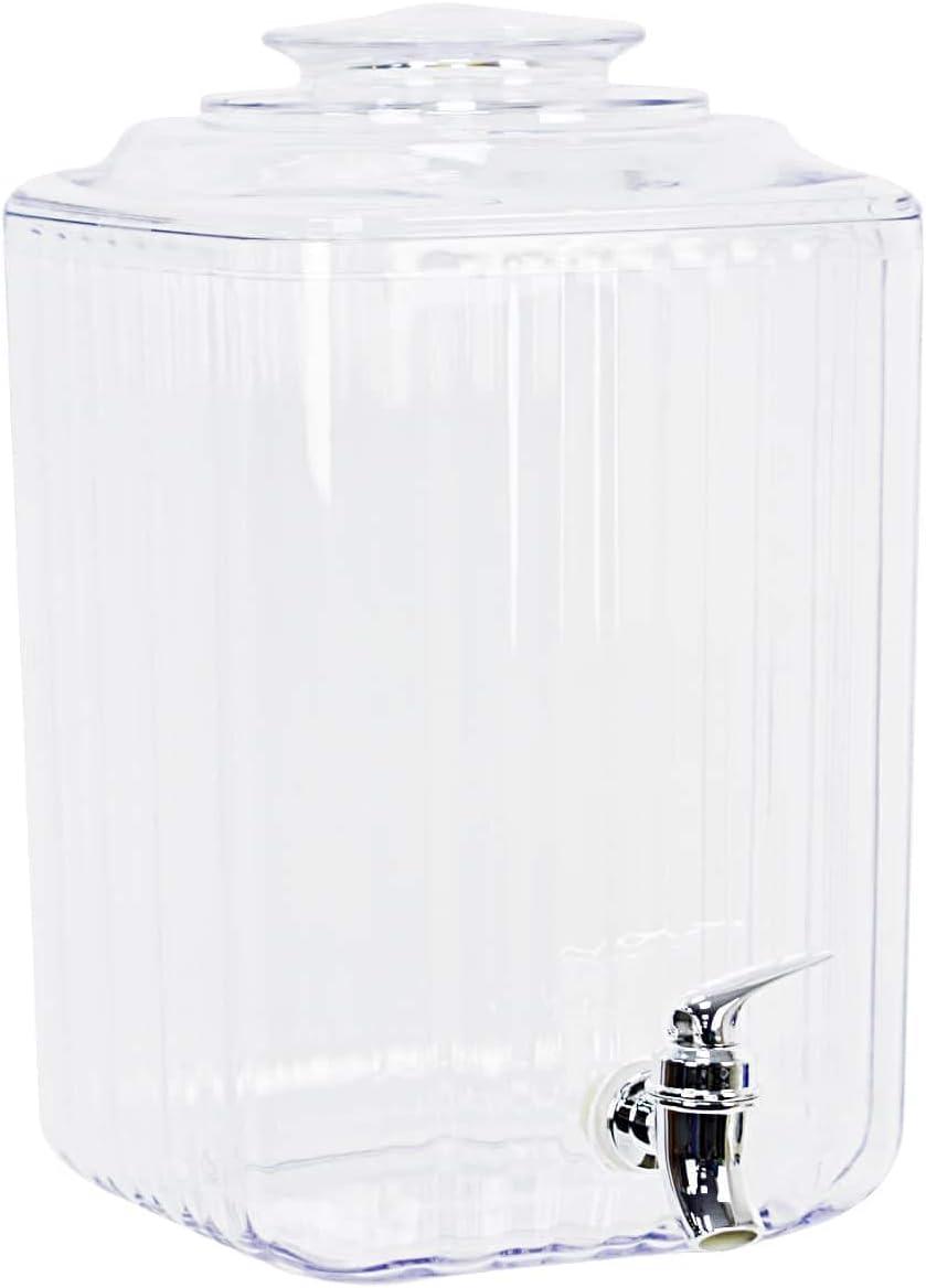 Clear Plastic Beverage Dispenser with Metal Spigot, 1.5 Gallon