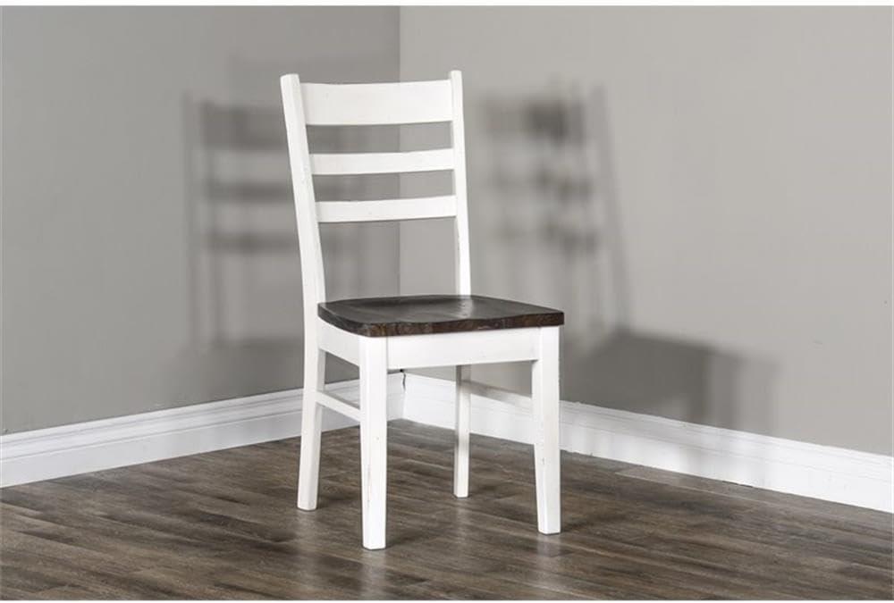 Pemberly Row 18" Wood Ladderback Chair in White and Dark Brown