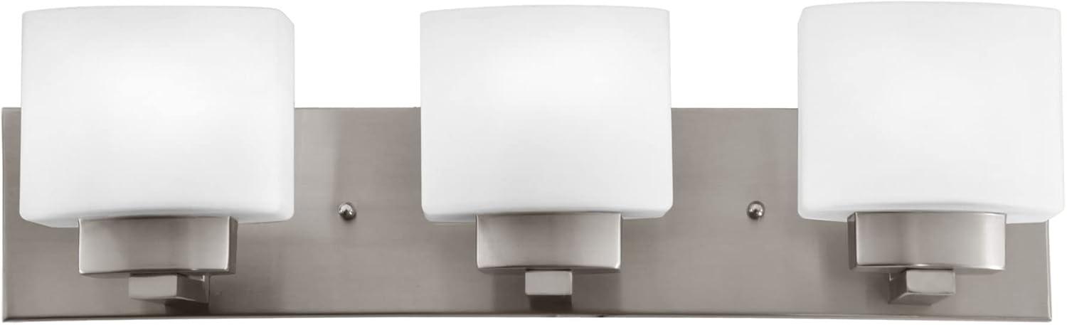 Design House 578005 Dove Creek Vanity Light Dimmable with Frosted Glass for Above Bathroom Mirror, Satin Nickel, 3-Light