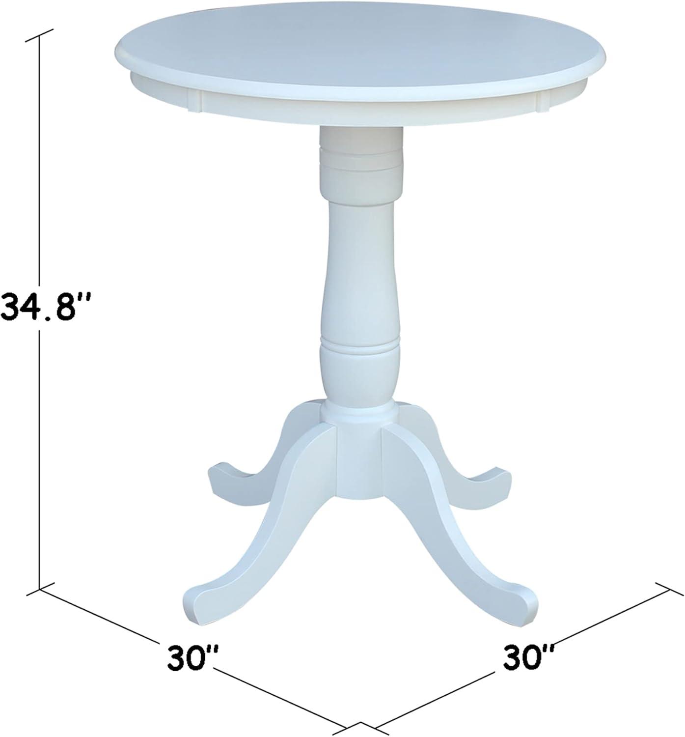 30" Round Top Pedestal Counter Table White – International Concepts: Solid Wood, Kitchen Furniture