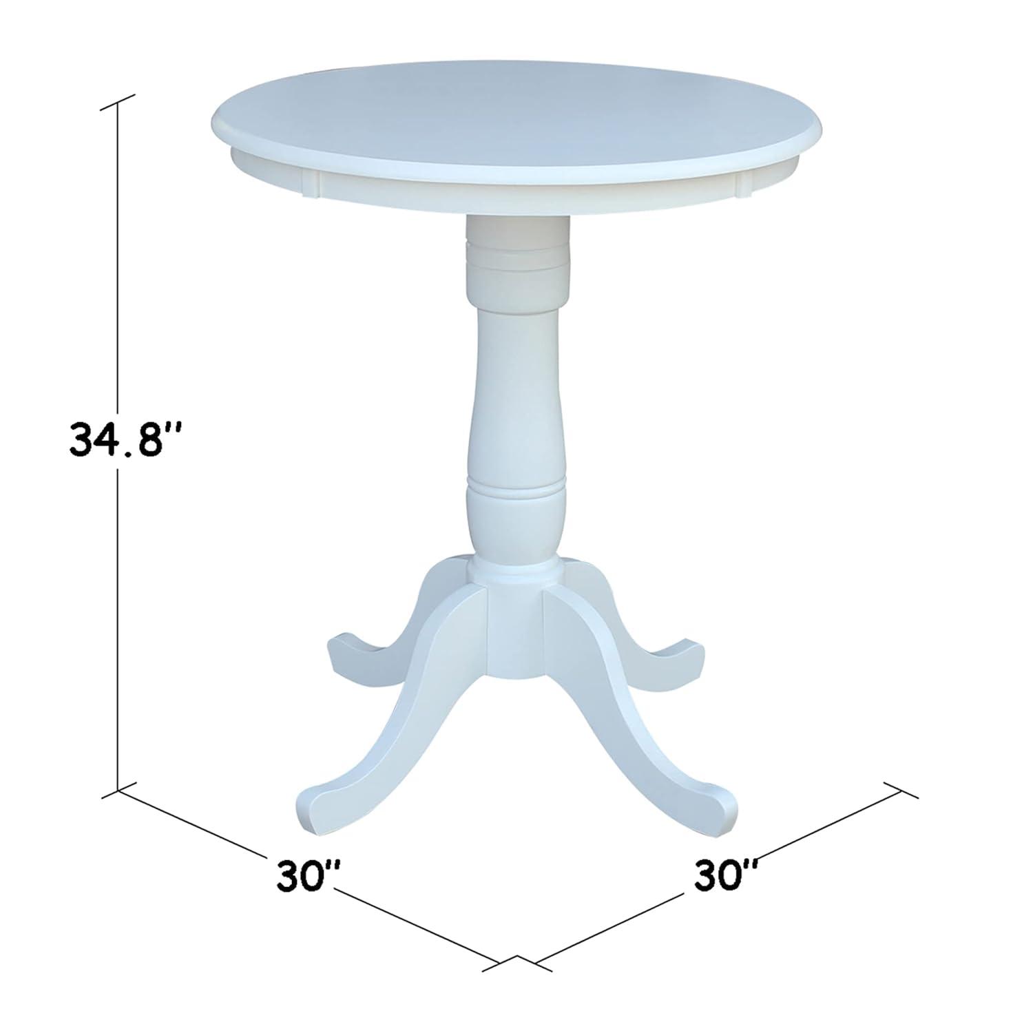 30" Round Top Pedestal Counter Table White – International Concepts: Solid Wood, Kitchen Furniture