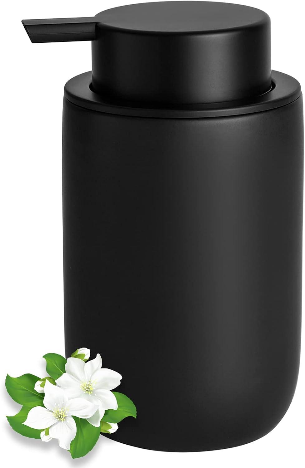 Matte Black Ceramic Cylindrical Soap Dispenser