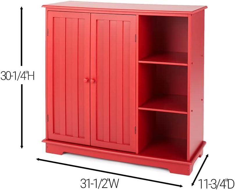 The Lakeside Collection Beadboard Wooden Storage Cabinets - Red