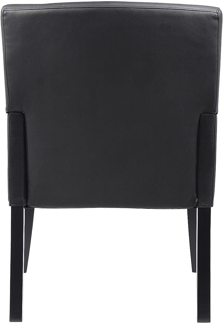 Executive Box Armchair Black - Boss Office Products: Ergonomic, Vinyl Upholstery, Wood Legs, Fixed Height