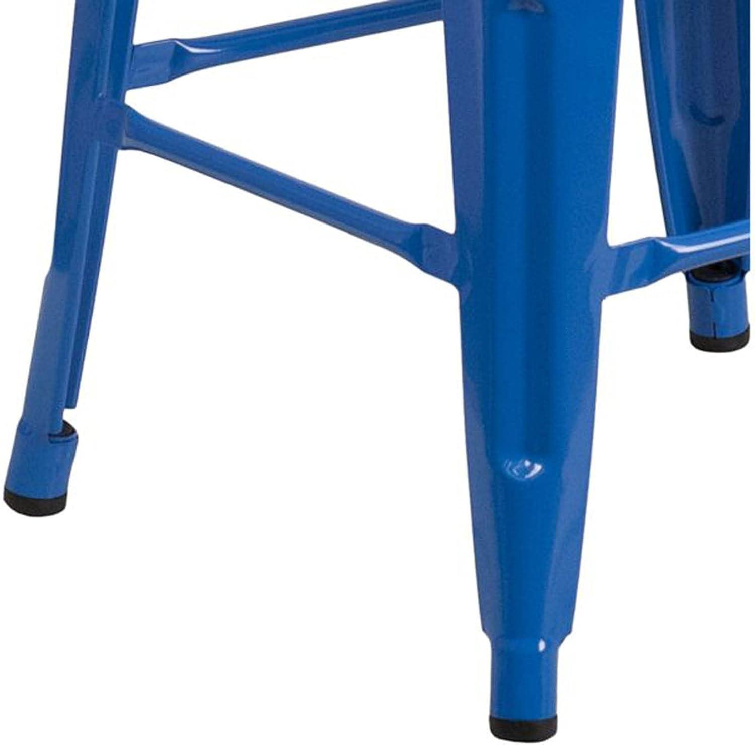Flash Furniture Commercial Grade 30" High Backless Blue Metal Indoor-Outdoor Barstool with Square Seat