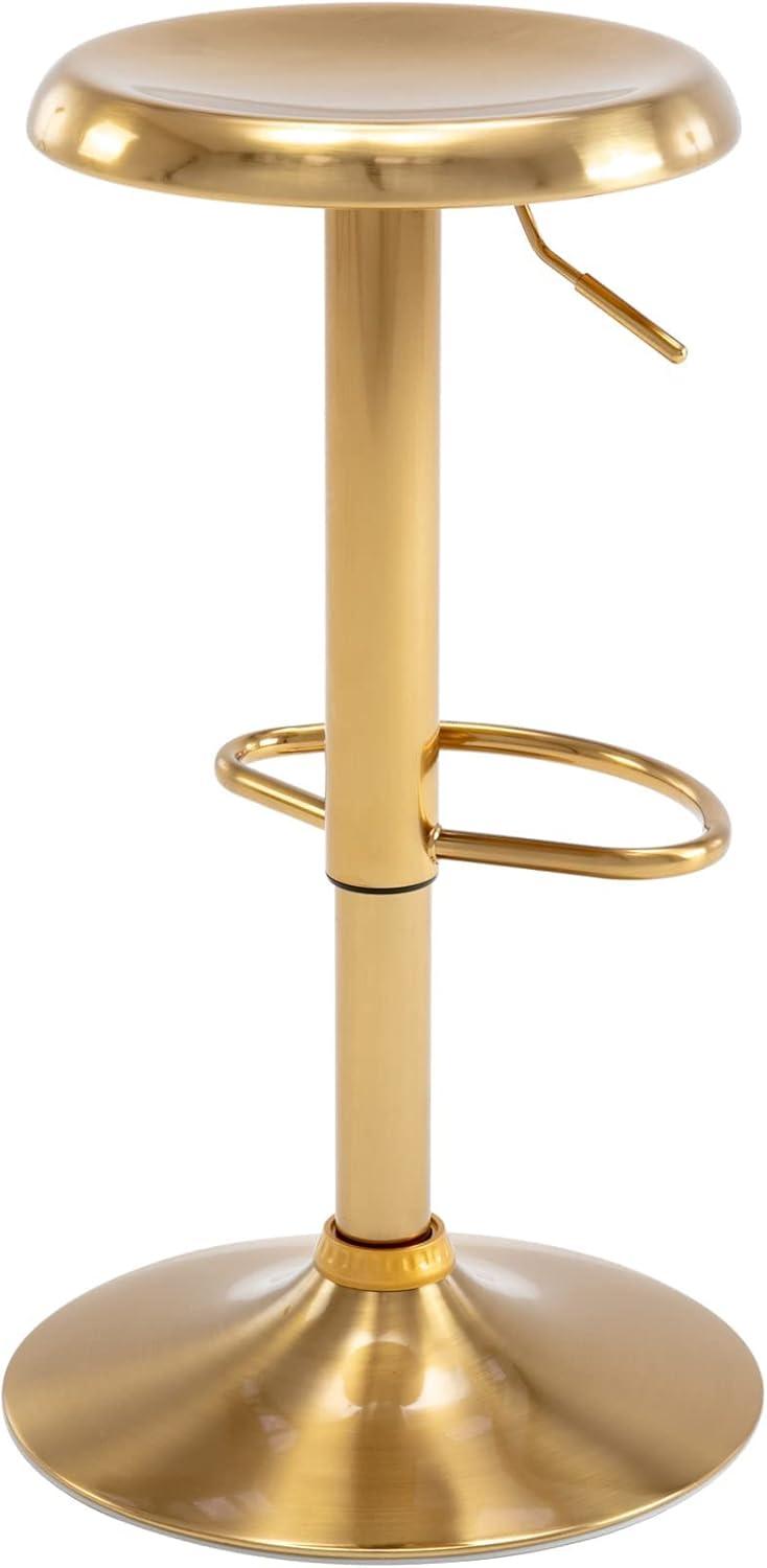 Gold Adjustable Swivel Backless Metal Bar Stool