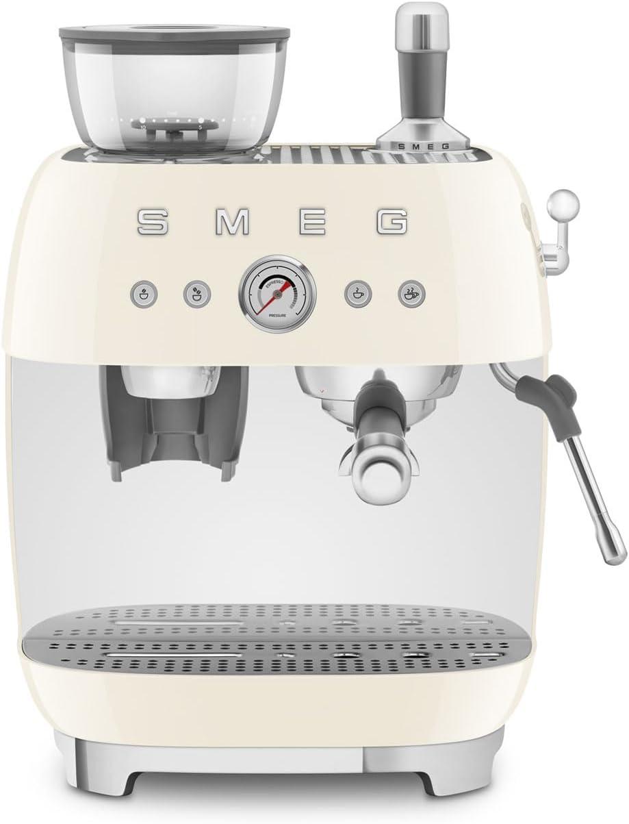 SMEG Cream Semi-Automatic Coffee and Espresso Machine with Milk Frother