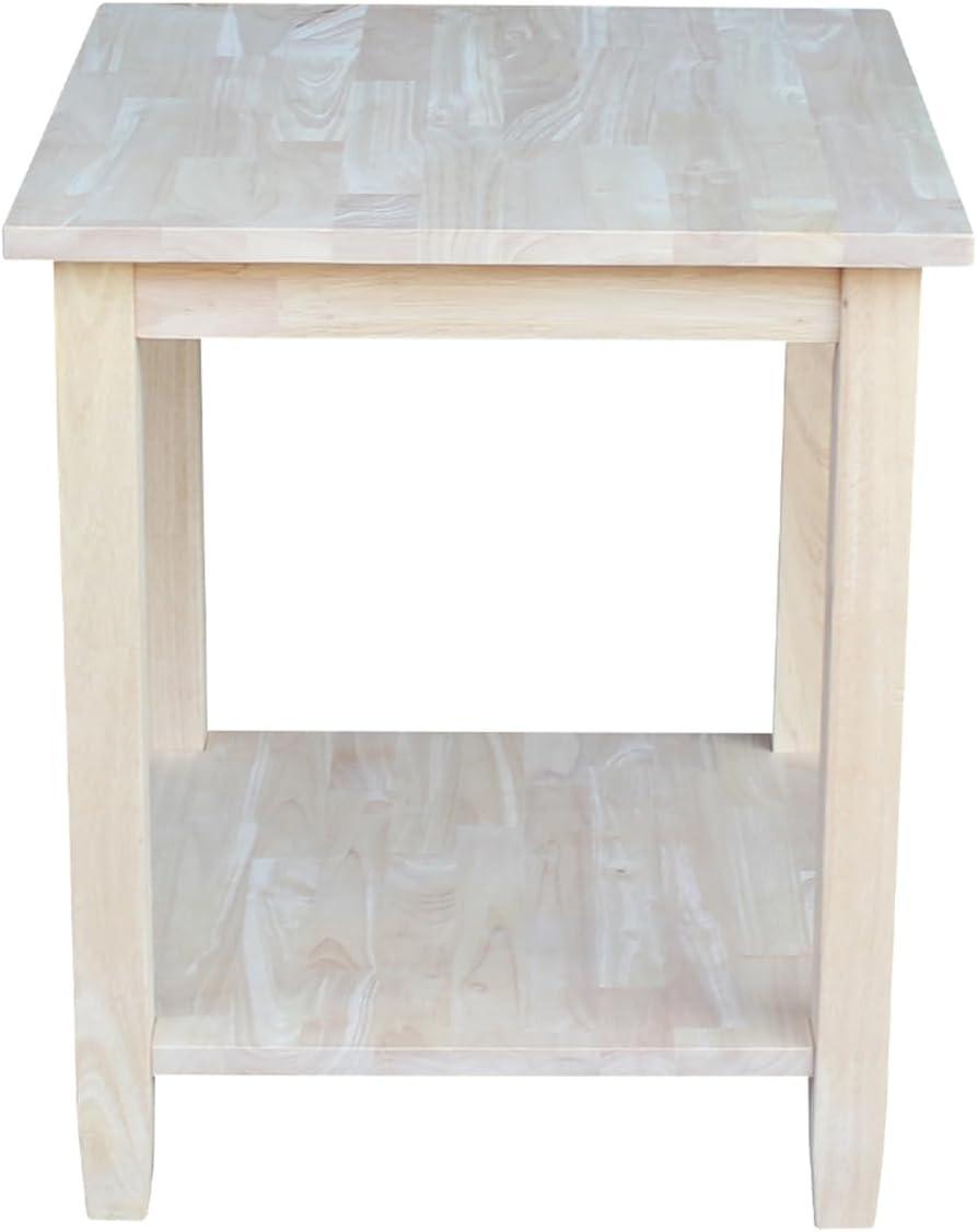 Solano Square Solid Wood Classic End Table in Unfinished