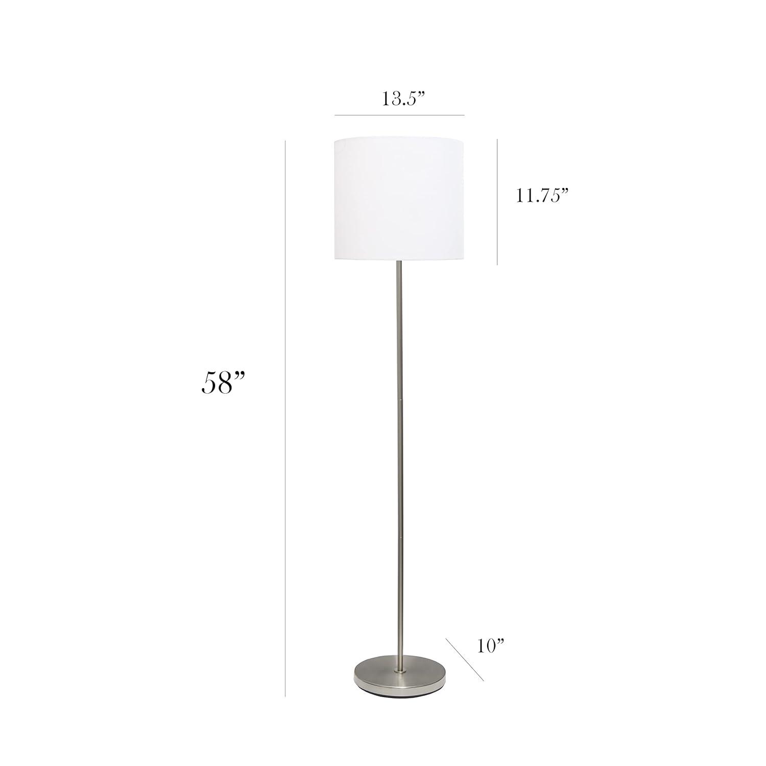 Drum Shade Floor Lamp White - Simple Designs: Brushed Nickel, Modern Style, ETL Listed