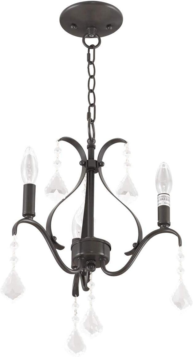 Caterina English Bronze 3-Light Mini Chandelier with Clear Crystals