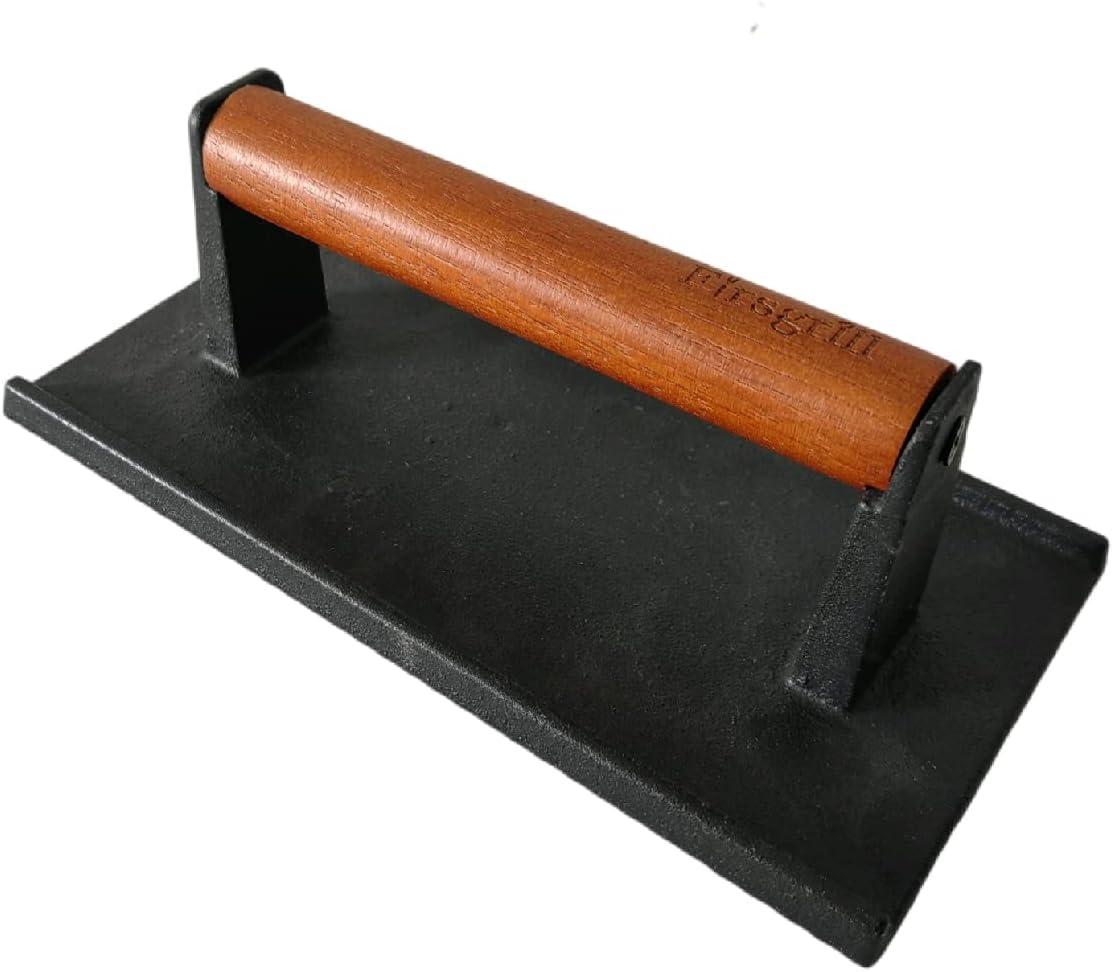 Heavy-Duty Cast Iron Grill Press with Wood Handle