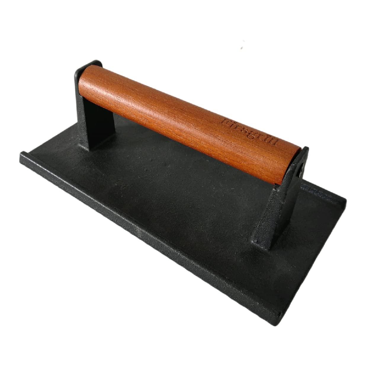 Heavy-Duty Cast Iron Grill Press with Wood Handle