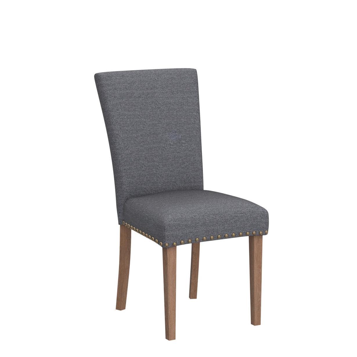 COLAMY Upholstered Parsons Dining Chairs Set of 4, Fabric Dining Room Kitchen Side Chair with Nailhead Trim and Wood Legs - Dark Grey