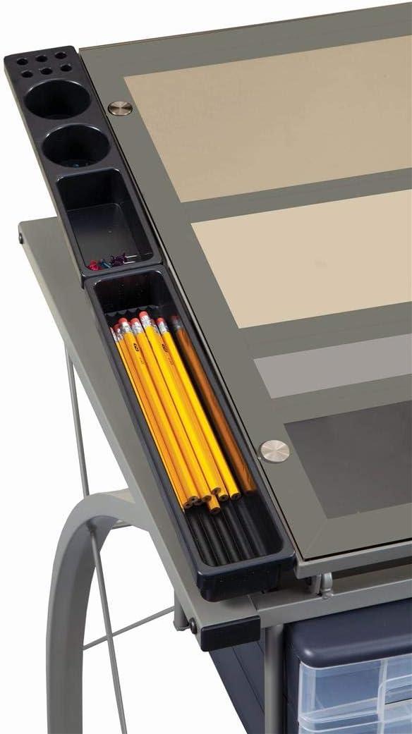 Melo 3 Drawer Glass Top Drafting Desk with Supply Storage Silver - Coaster