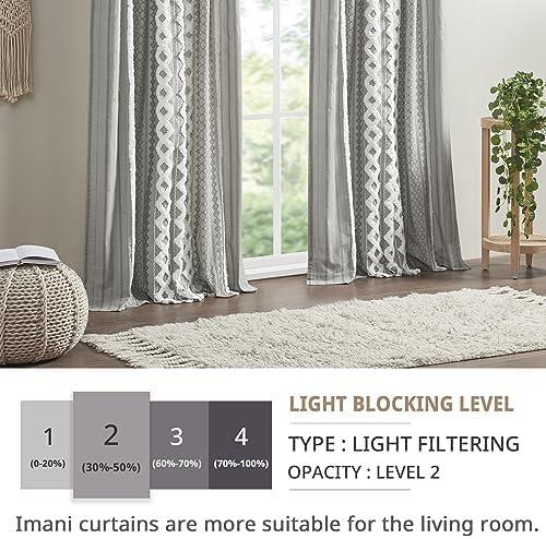 INK+IVY Imani Cotton Printed Curtain Panel with Chenille Stripe and Lining