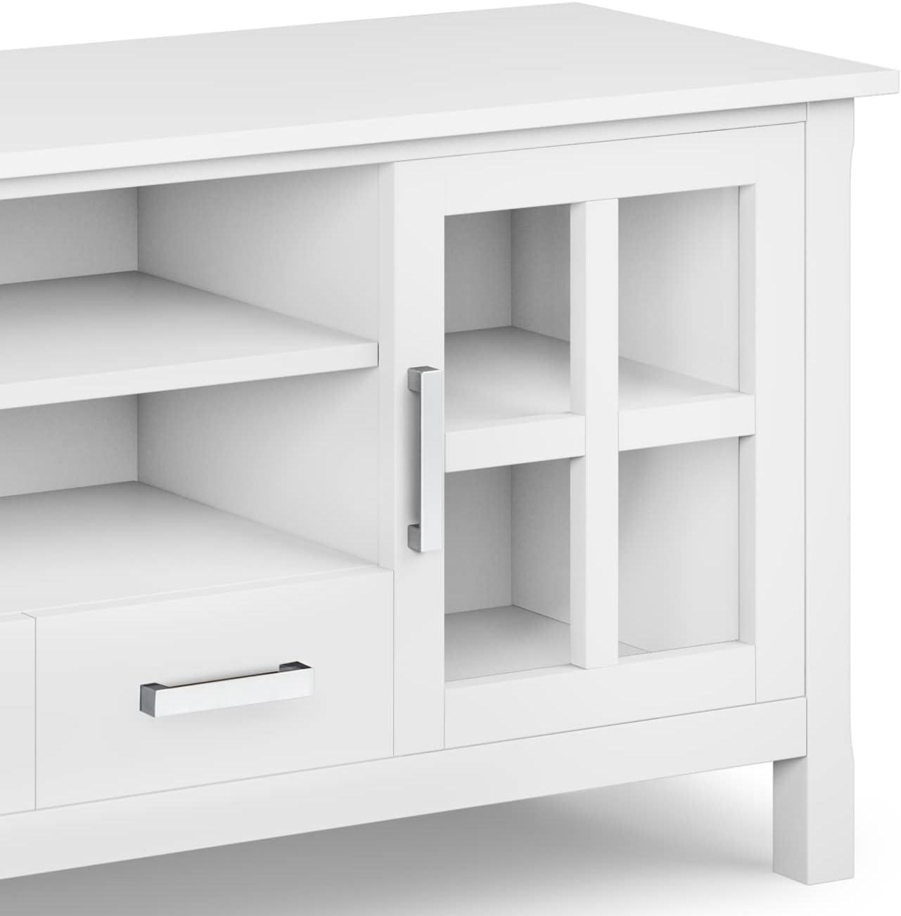 Kitchener SOLID WOOD 60 inch Wide Contemporary TV Media Stand in White