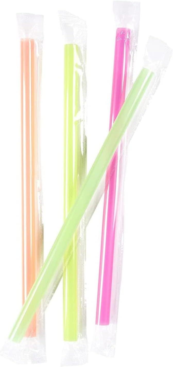 Juvale 100 Pack Jumbo Straws Individually Wrapped for Milkshakes, Smoothies, 4 Colors, 10 x 0.5 in