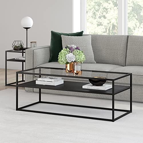 Ada 46'' Rectangular Blackened Bronze Metal & Glass Coffee Table