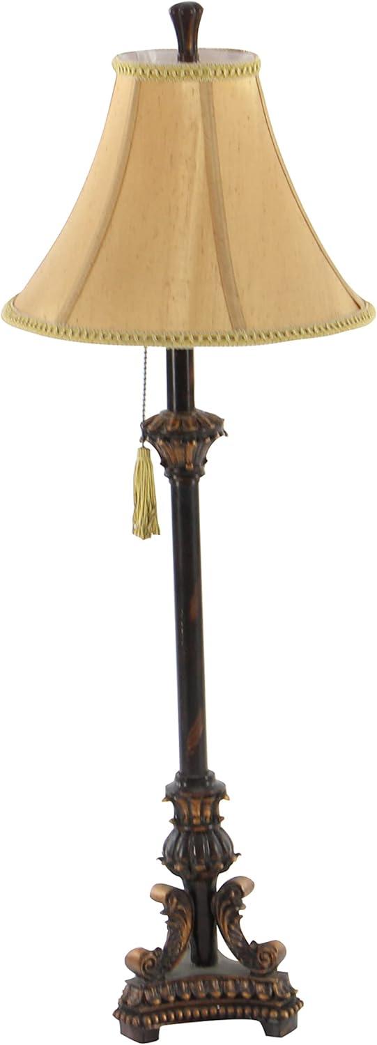 31" Bronze Antique Style Buffet Lamp with Beige Shade