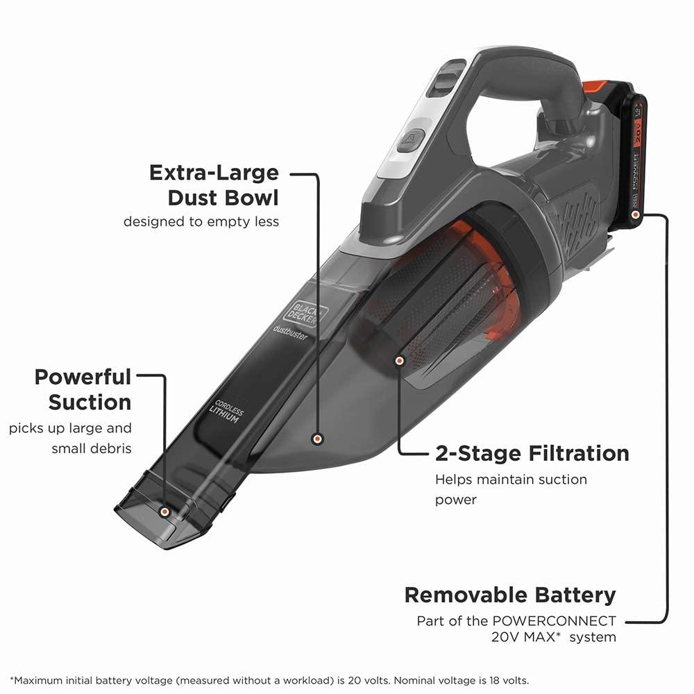 BLACK+DECKER Dustbuster 20V MAX POWERCONNECT Cordless Handheld Vacuum, BCHV001C1
