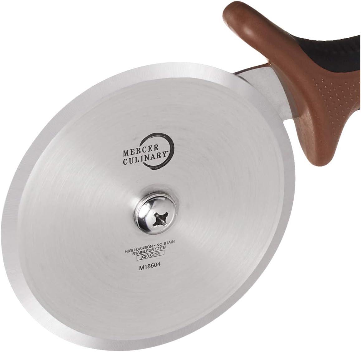 4-Inch High Carbon Steel Pizza Cutter with Brown Handle