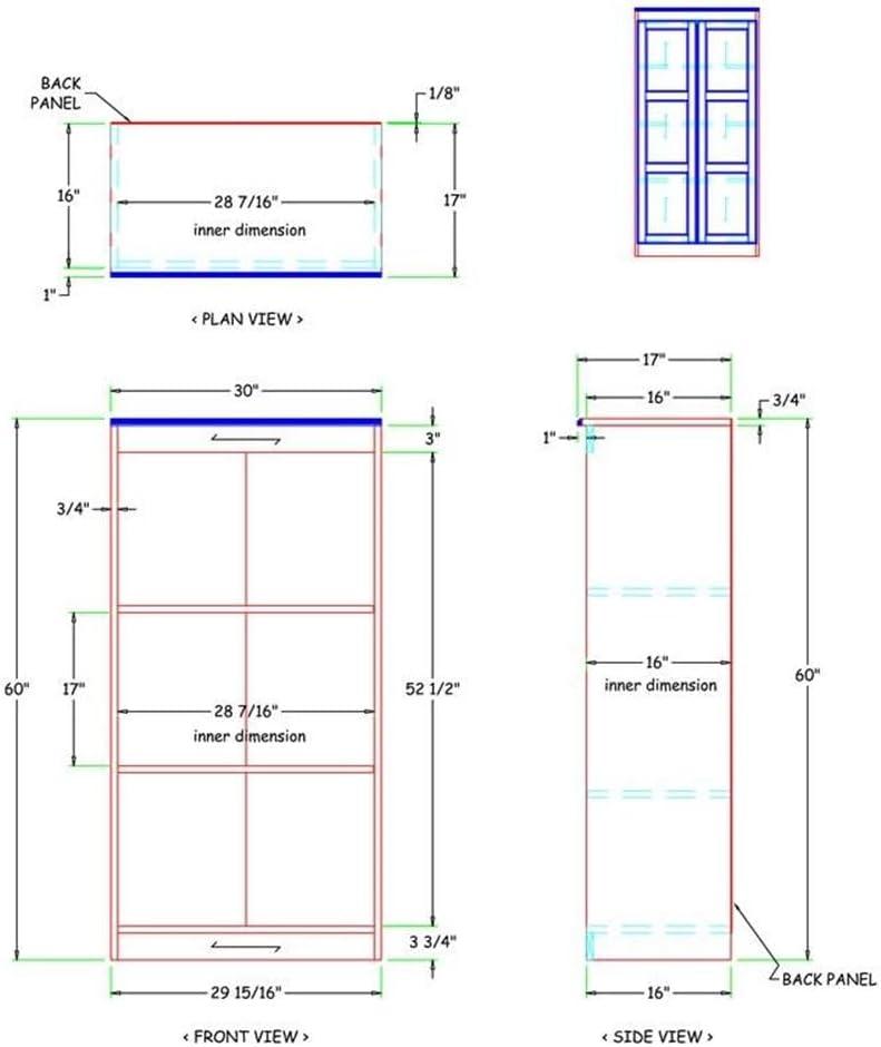 Concepts in Wood Storage Cabinet, 60 inch with 4 Shelves - Oak Finish