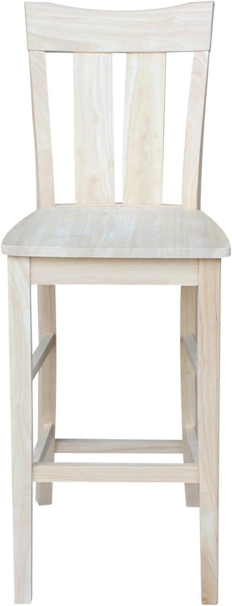 International Concepts Wood Ava Slat Back Bar Height Stool - 29.92" Seat Height - Unfinished