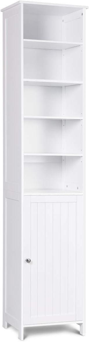 White Tall Lockable MDF Cabinet with Adjustable Shelves