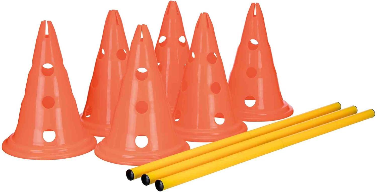 TRIXIE Dog Agility Hurdle Cone Set, Portable Canine Agility Training Set, 6 Exercise Cones with 3 Agility Rods