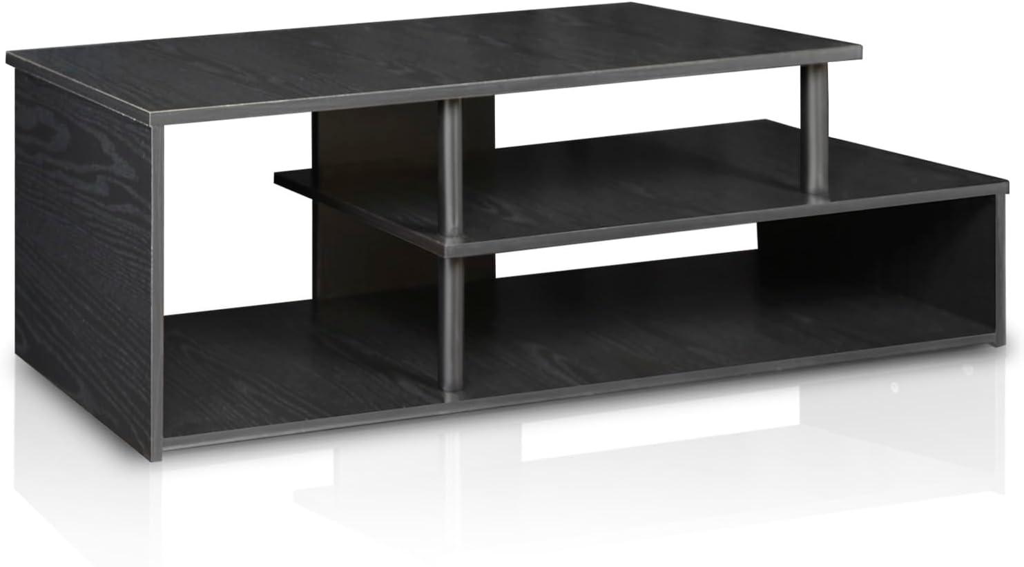 Black Geometric Design Low Rise TV Stand with Shelves