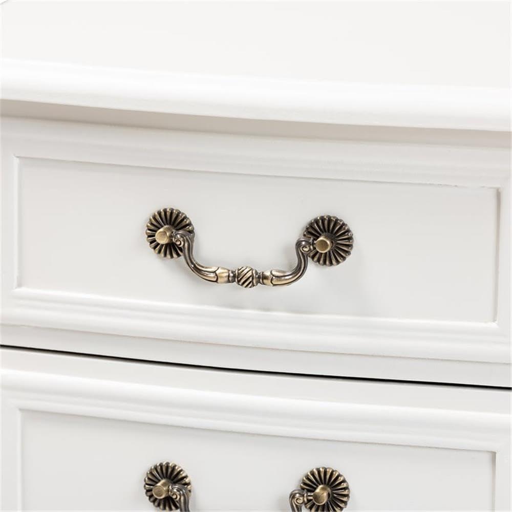 Gabrielle Traditional French Country Provincial White-Finished 3-Drawer Wood Nightstand