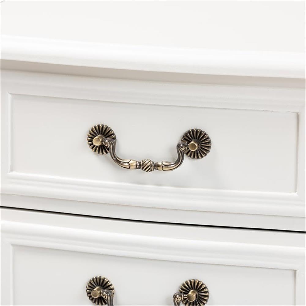 Gabrielle Traditional French Country Provincial White-Finished 3-Drawer Wood Nightstand
