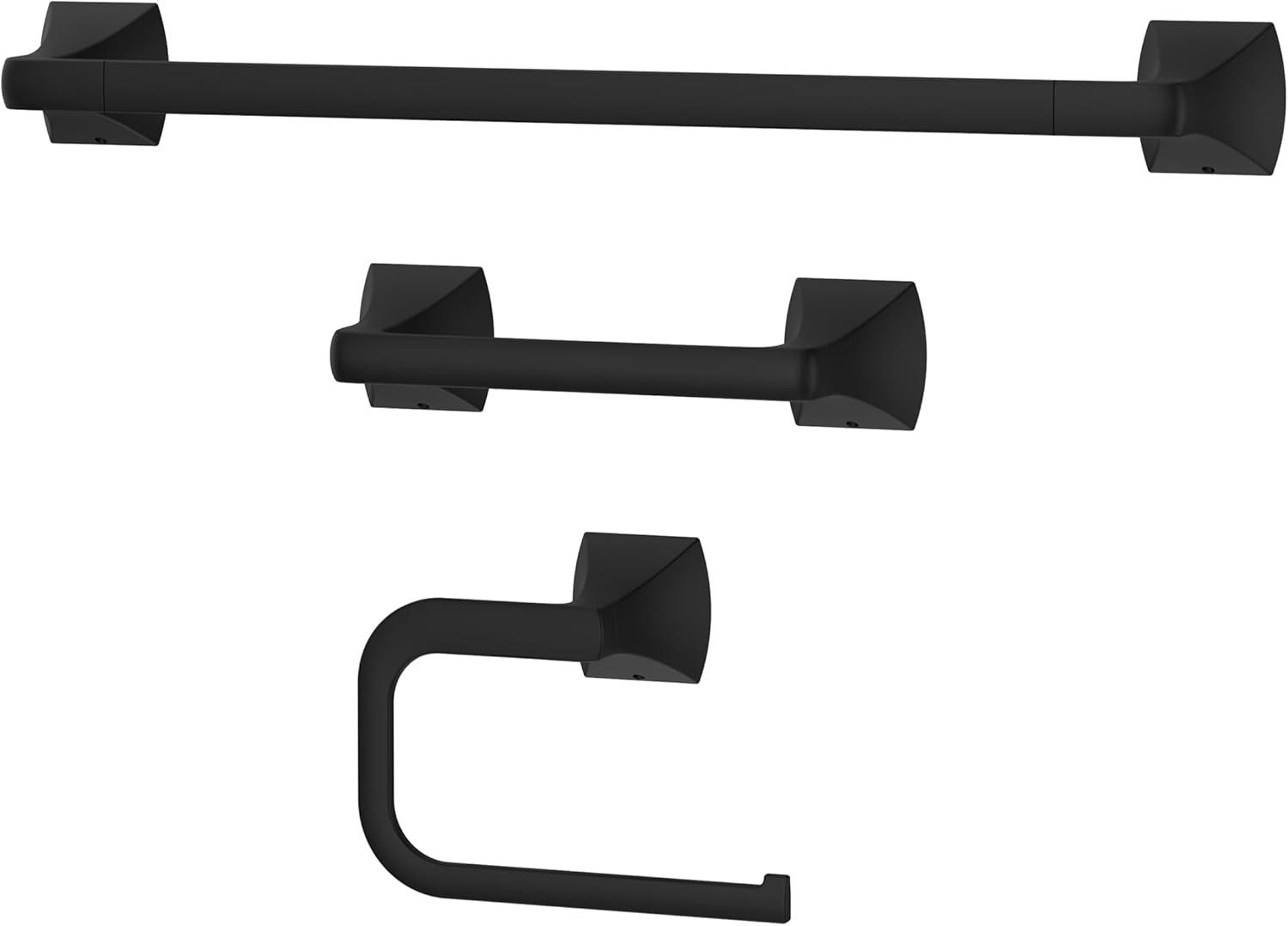 Matte Black Metal 3-Piece Bathroom Hardware Set