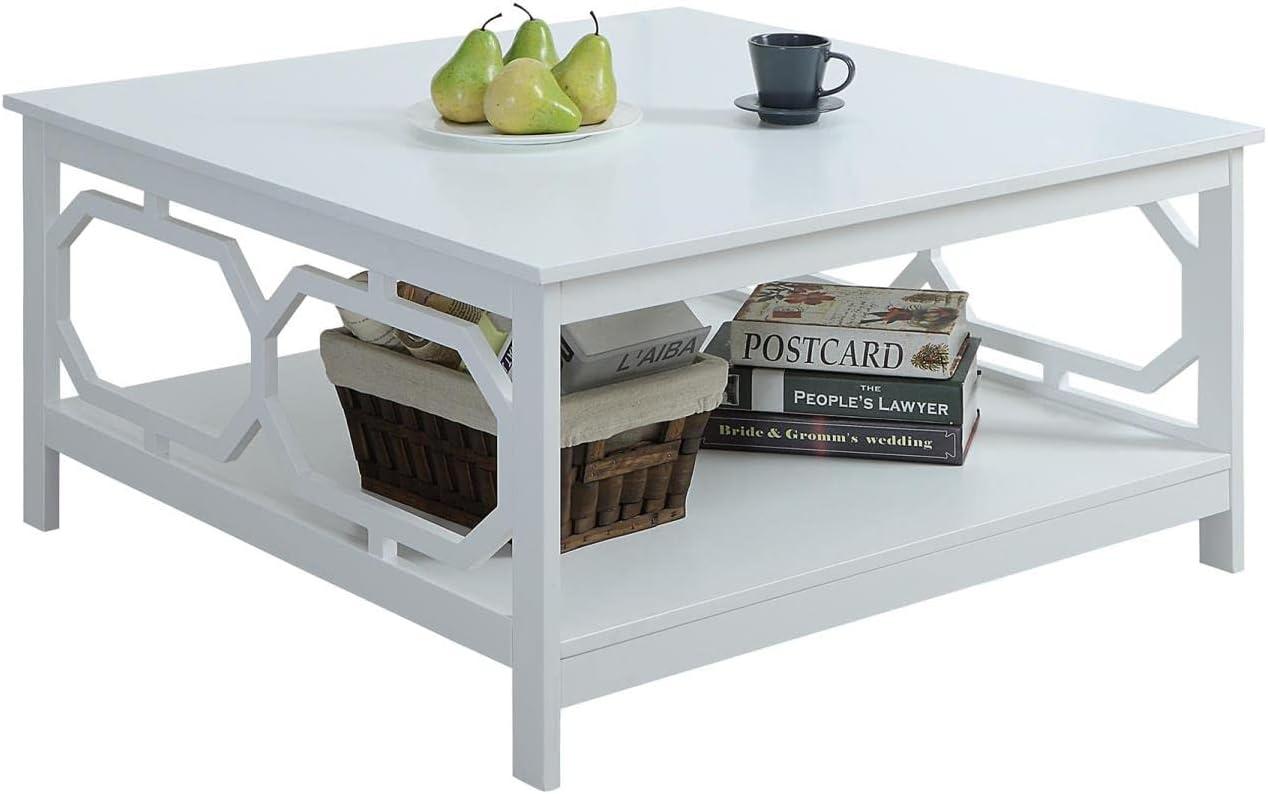 Convenience Concepts Omega Square 36" Coffee Table in White Wood Finish