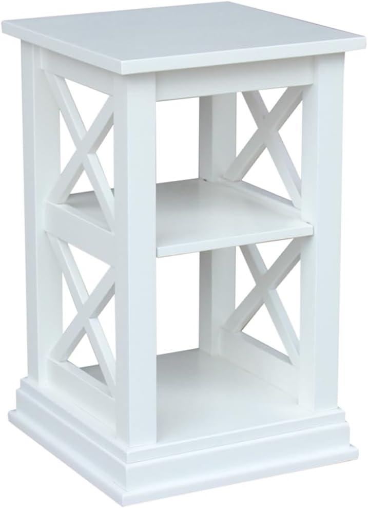 Hampton Square White Solid Hardwood Accent Table