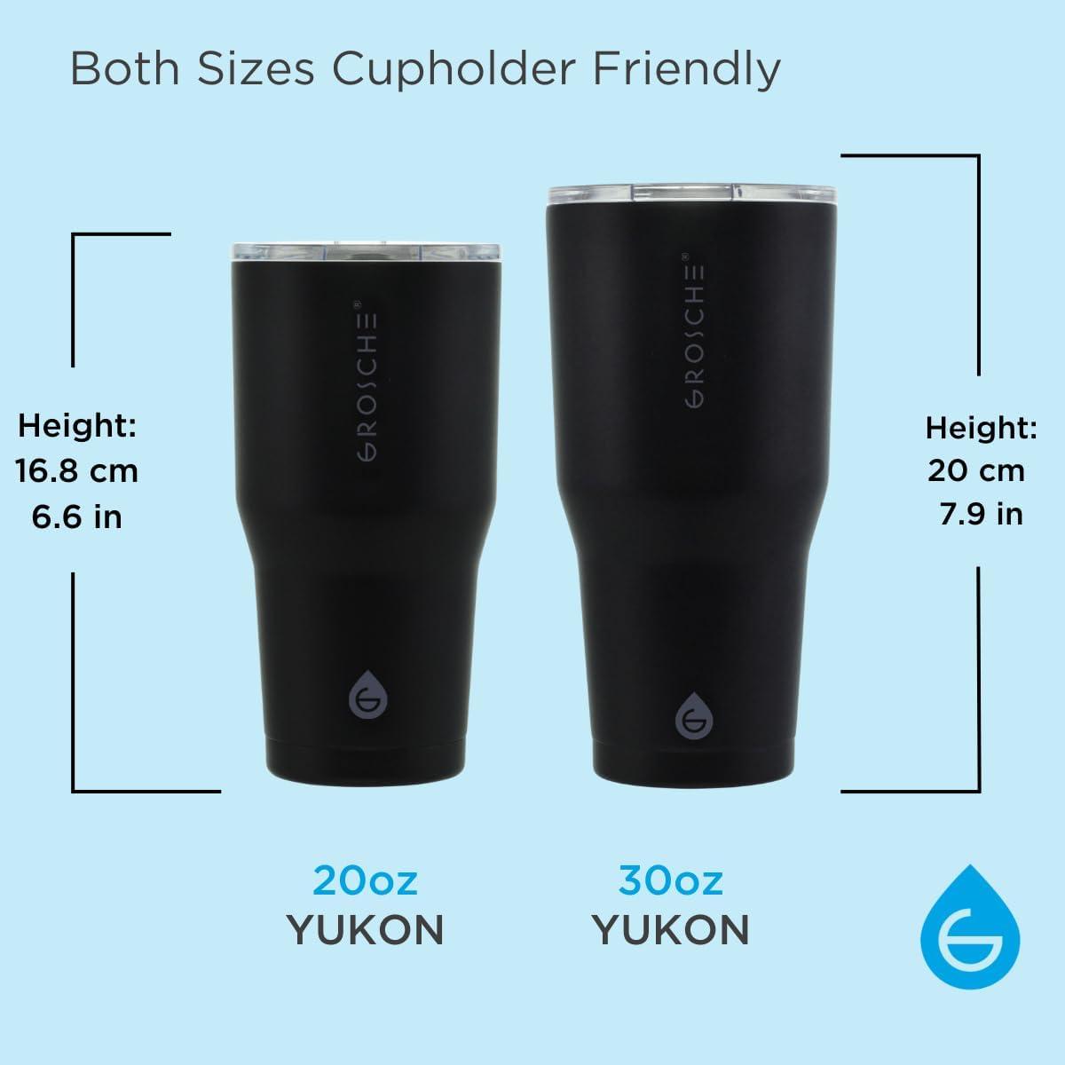 GROSCHE YUKON 20 OZ Insulated Travel Mug, Coffee Tumbler with Slider Lid, Graphite Black