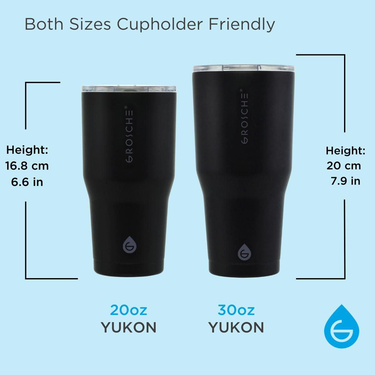 GROSCHE YUKON 20 OZ Insulated Travel Mug, Coffee Tumbler with Slider Lid, Graphite Black